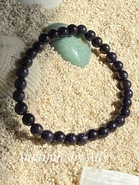 Alquimia Blue Goldstone Beaded Stretch Bracelet